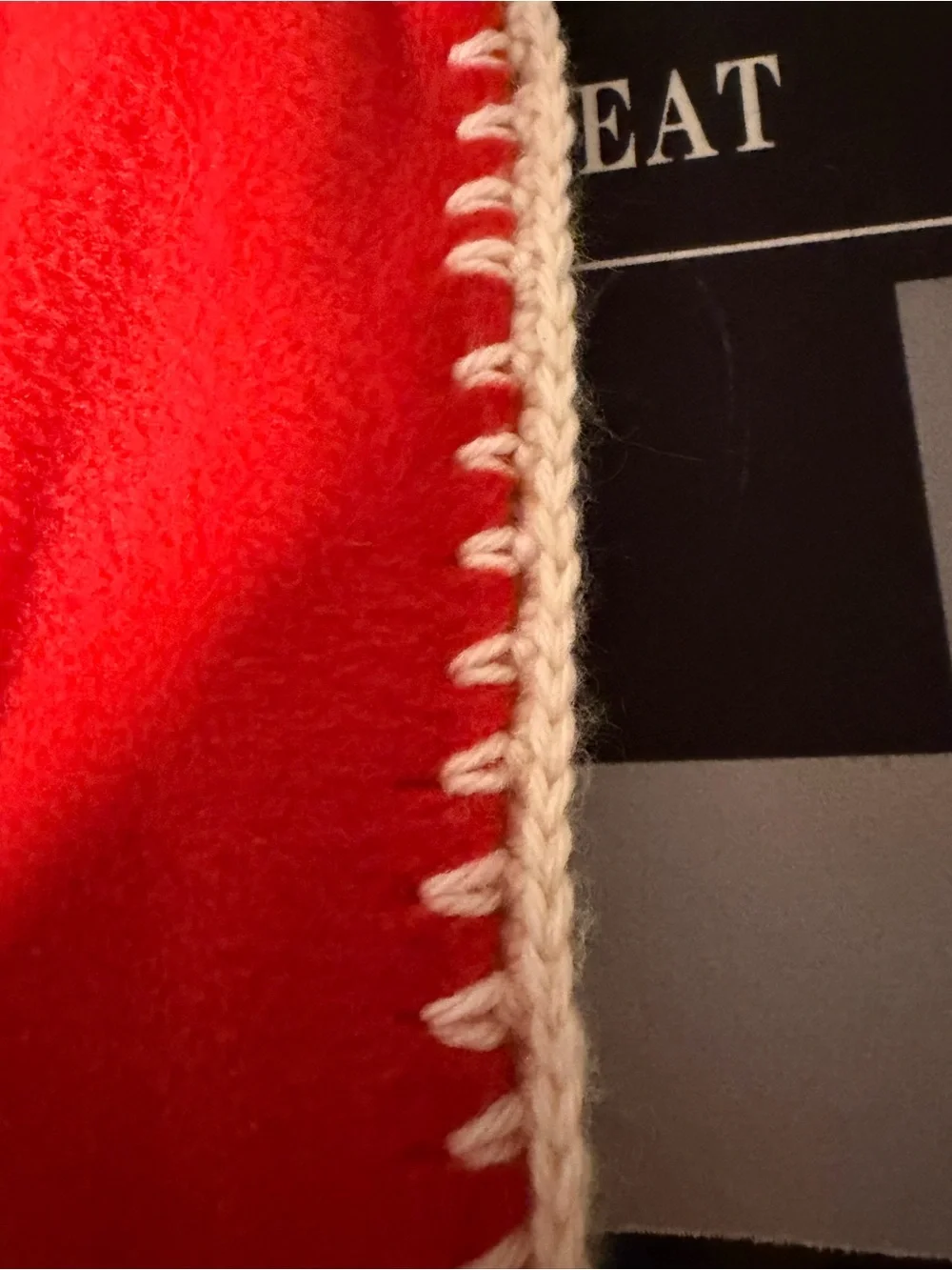 Crimson Knit Throw Blanket - Red and Cream